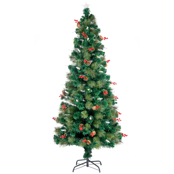 7.5ft Pre-Lit Fiber Optical Christmas Tree with Colorful Lights and 300 Branch Tips