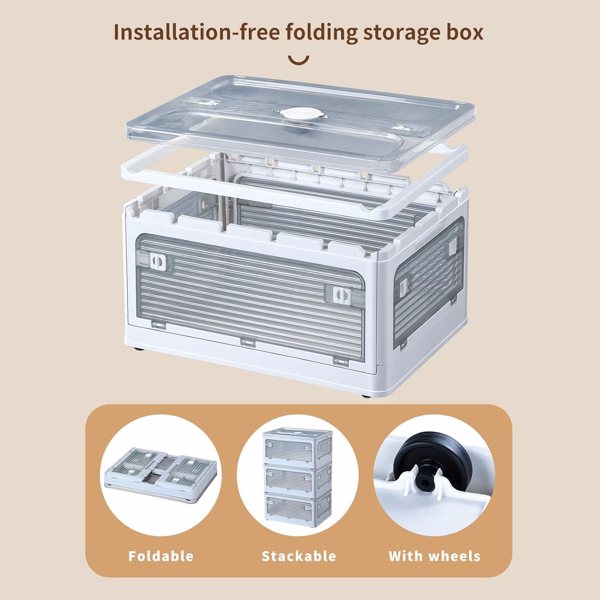  Joybos® Multifunctional Foldable Transparent Storage 28L White (3 Piece) 
