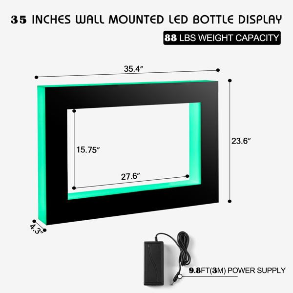 35"LED Light Liquor Bottle Display Shelf Home Commercial Bar