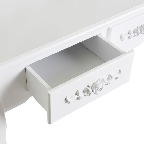 Modern Concise 4-Drawer 360-Degree Rotation Removable Mirror Dresser White（=20407644）