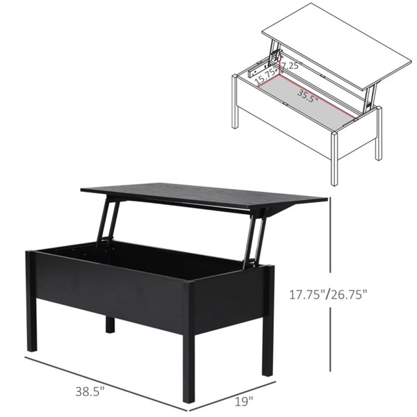 Top Coffee Table-Black (Swiship-Ship)（Prohibited by WalMart）