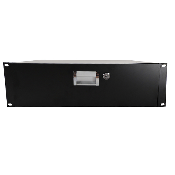 【Do Not Sell on Amazon】19" 3U Steel Plate DJ Drawer Equipment Cabinet with Keys Black