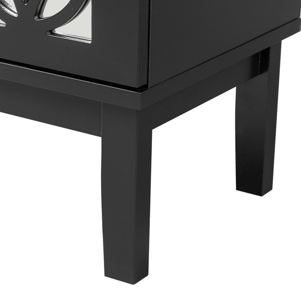 FCH 45*30*60cm MDF Spray Paint, Smoked Mirror, Two-Drawn Carving, Bedside Table, Black