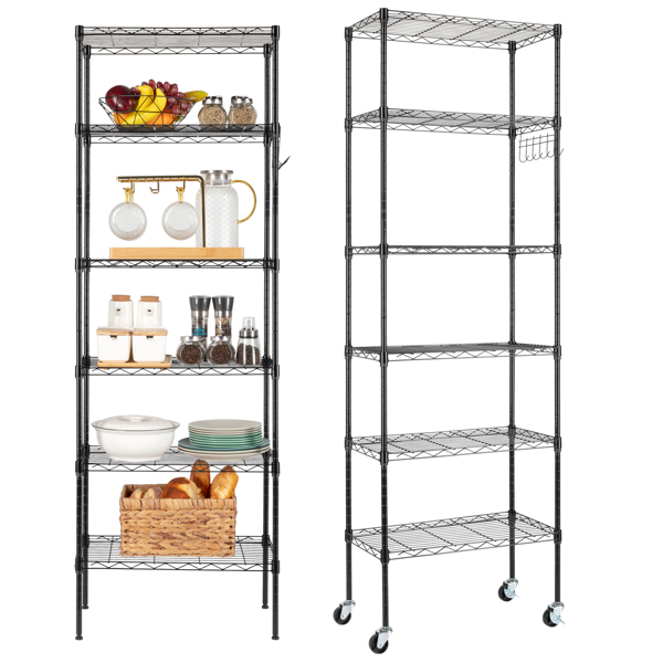 Replaceable assembly with wheels, floor mounted carbon steel storage rack, black