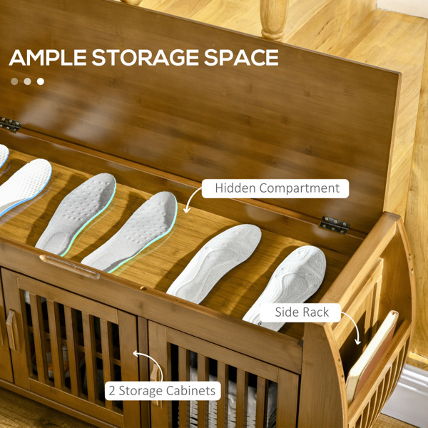 Shoe Bench with Storage Cabinets (Swiship-Ship)（Prohibited by WalMart）