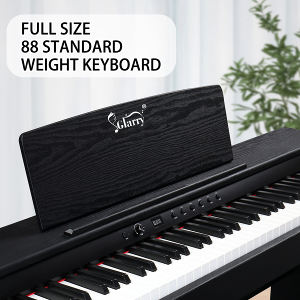 【Do Not Sell on Amazon】Glarry GDP-105 88 Keys Standard Full Weighted Keyboards Digital Piano with Furniture Stand, Power Adapter, Triple Pedals, Headphone，for All Experience Levels Black