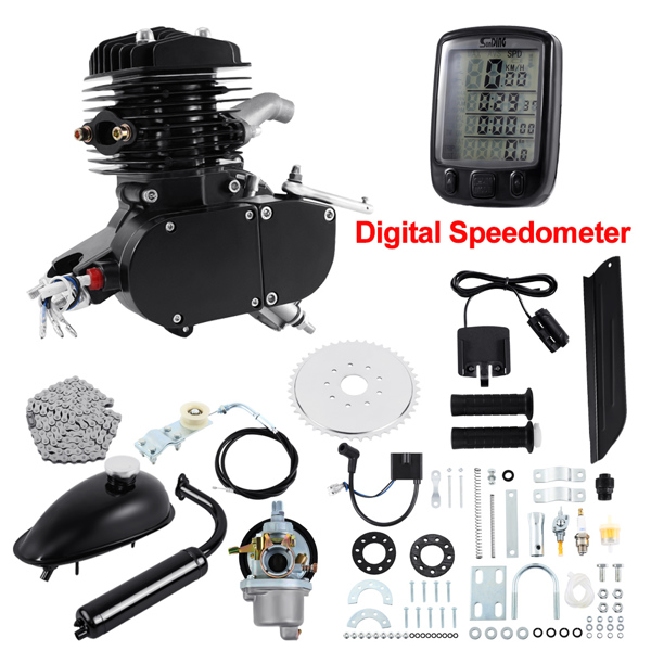 2-Stroke 80CC Motorized Bike Bicycle Motor Engine Kit W/ Digital Speedometer【No Shipping On Weekends, Order With Caution】