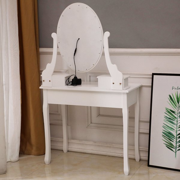 FCH With Light Bulb Single Mirror 5 Drawer Dressing Table White（=60709581）