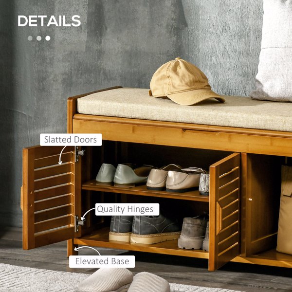 Shoe Bench with Storage Cabinets Brown (Swiship-Ship)（Prohibited by WalMart）