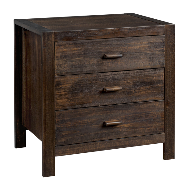Wood Nightstand End Side Table with 3 Drawer for Living Room, Bedroom