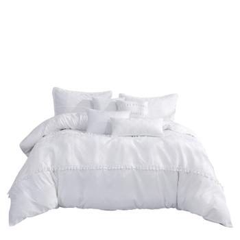 7 Pieces White Jacquard Luxury Retro Style Comforter Set