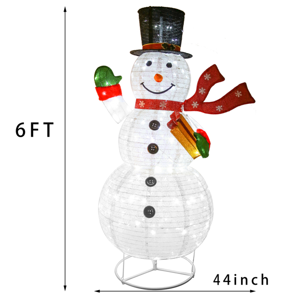 6ft 200 Lights 10% Flash Bubble 30v 3.6w Hand Holding Gift Box Retractable Snowman Garden Snowman Decoration 