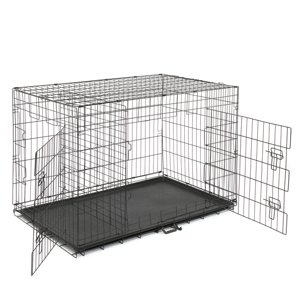 48" Pet Kennel Cat Dog Folding Steel Crate Animal Playpen Wire Metal