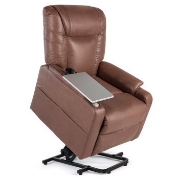 Brown Oversized Leather Auto Electric Power Lift Massage Recliner Chair Tray+RC