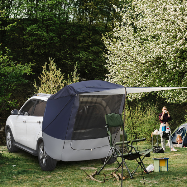 140*180*167cm Silver Tape Hardcore SUV Rear Tent Camping Tent Navy Blue Dark Gray