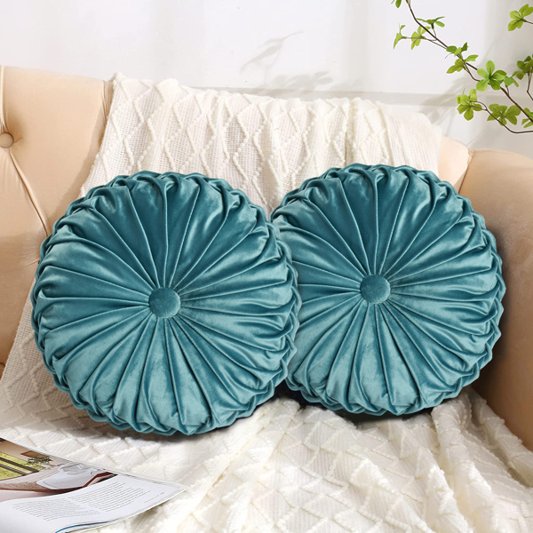 2 PCS Pumpkin Pleated Round Throw Pillows for Chair Sofa Home Decor