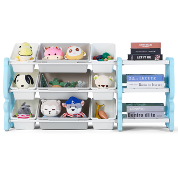 Multi-layered Plastic Kids Storage Organizer Bookcase Toys Shelf w/Storage Box