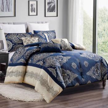  7 Pieces Jacquard Floral Comforter Set 