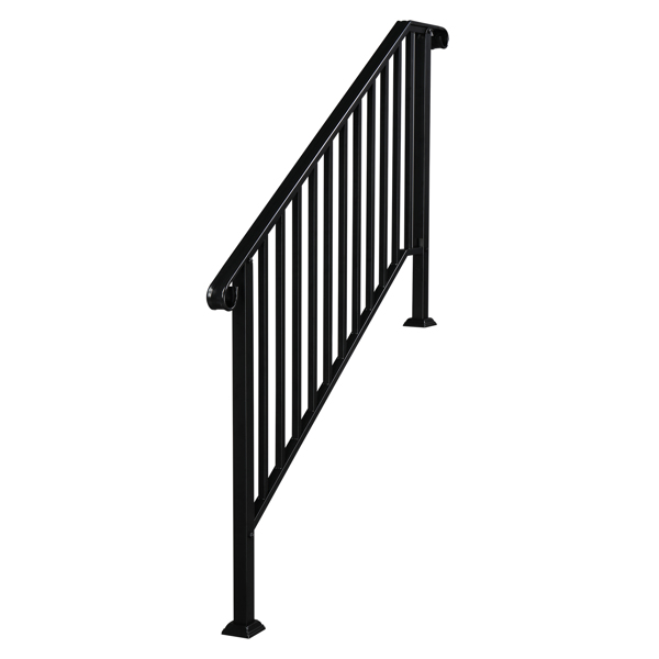 Matte Black Outdoor 4 Level Iron Handrail