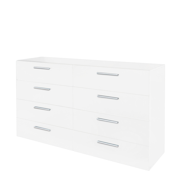 [FCH] 8 Drawer Double Dresser for Bedroom, Wide Storage Cabinet for Living Room Home Entryway, White