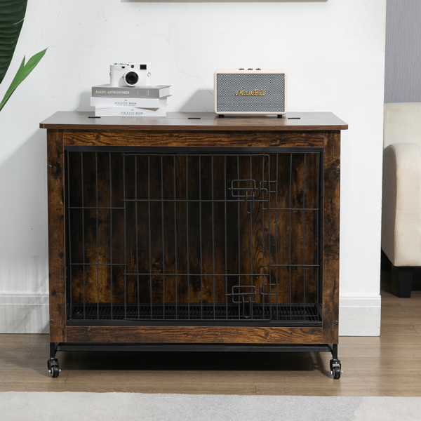38 Inch Heavy-Duty Brown Dog Crate Furniture