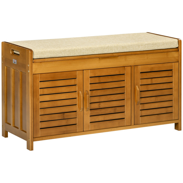 Shoe Bench with Storage Cabinets Brown (Swiship-Ship)（Prohibited by WalMart）