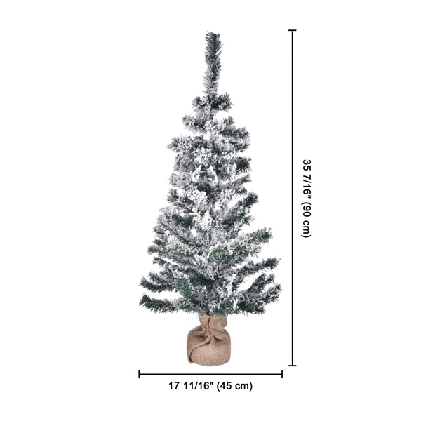 3 ft covering 90 branch tips Artificial  flocking snow Christmas Tree  for Holiday Decoration（No shipping on weekends.）