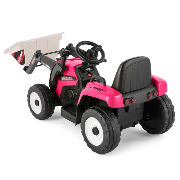 Electric 12V Ride On Excavator Car Digger 3Speed Girl w/Music+USB+Bluetooth Pink