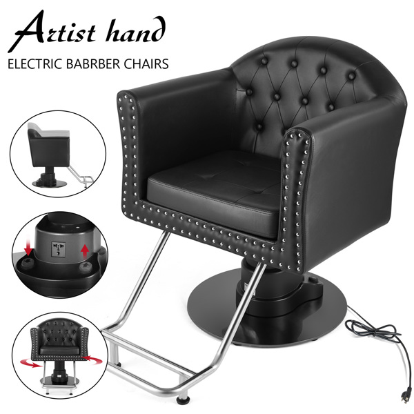 High-end All Purpose Electric Barber Chair Salon Spa Beauty Styling 360° Black
