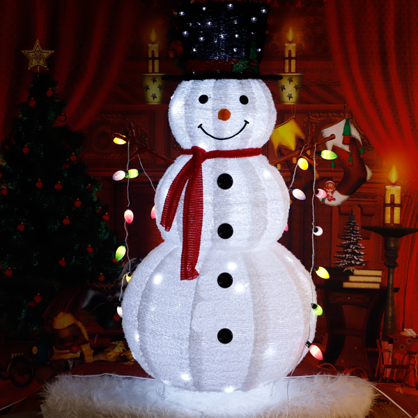 4ft 100LED  20 Lanterns Cashmere Fabric Retractable Snowman Garden Snowman Decoration 