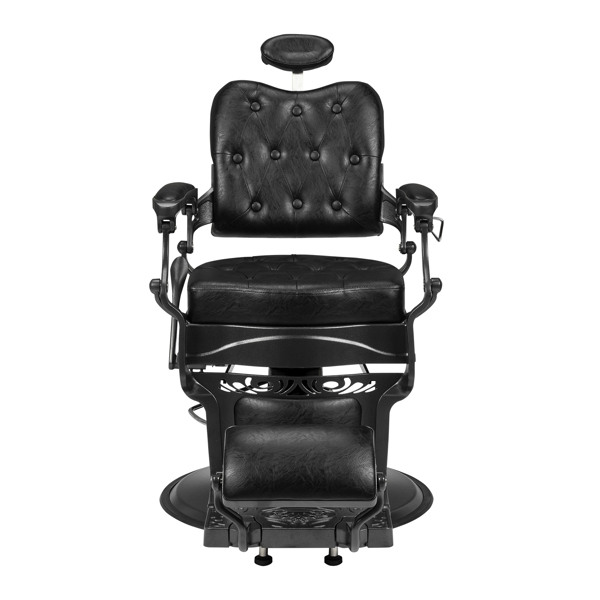 Heavy Duty Vintage Recline Barber Chair Hydraulic with Headrest, Supports up to 550lbs & 360°Rotatable, Professional Salon Beauty Spa Shampoo Equipment (Square Backrest) 