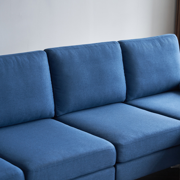  280 *140 *86cm L-Shaped Glossy With Iron Legs 4-Seater Indoor Modular Sofa Blue