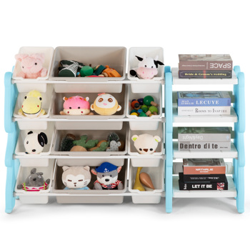 Multi-layered Plastic Kids Storage Organizer Bookcase Toys Shelf w/Storage Box