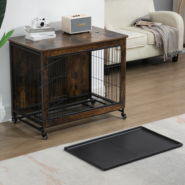  23 Inch Brown Heavy-Duty Dog Crate Furniture