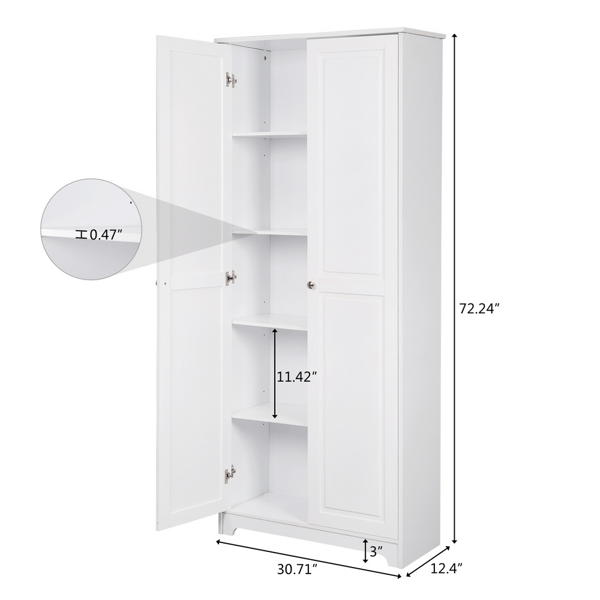 FCH Double Door Five-tier Storage Cabinet White
