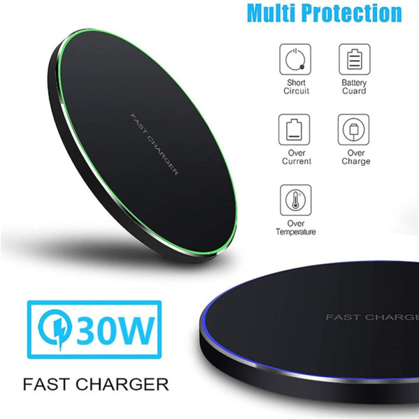 Black Fast Qi Wireless Charger Wireless Charging Pad For iPhone 13 12 11 X Pro Max Samsung Galaxy S21 S20 S10 S9 S8 Xiaomi