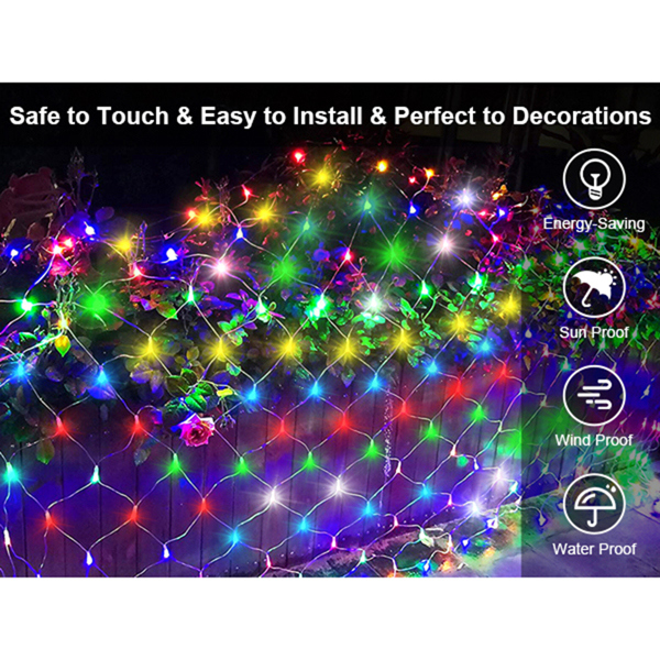 9.8*6.5FT Christmas Mesh Net Light,360 LED Net Light with 8 Modes&Remote,Connectable Net String Christmas Lights for Garden/Bushes/Indoor Outdoor/Curtain/Fairy/Wall/Party/Wedding/Xmas Tree Decorations