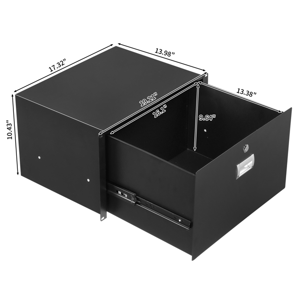 【Do Not Sell on Amazon】19" 6U Steel Plate DJ Drawer Equipment Cabinet with Keys Black