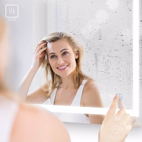 LED Mirror for Bathroom 28x36 with Lights，Anti-Fog, Dimmable, Backlit + Front Lit, Lighted Bathroom Vanity Mirror for Wall, Memory Function, Tempered Glass[Unable to ship on weekends, please place ord