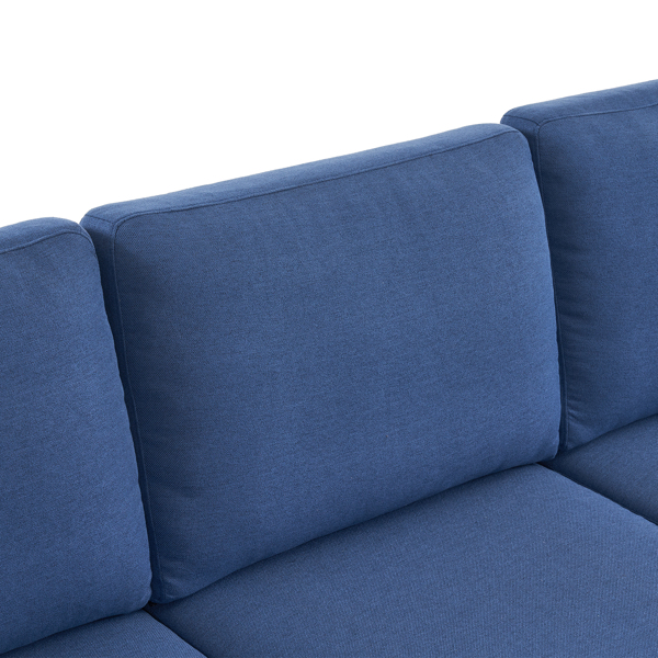  280 *140 *86cm L-Shaped Glossy With Iron Legs 4-Seater Indoor Modular Sofa Blue