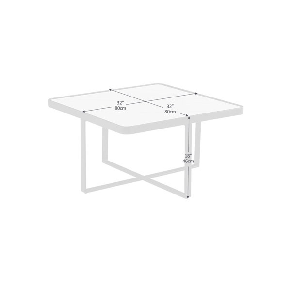 Minimalism Square coffee table,Black metal frame with sintered stone tabletop