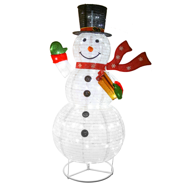 6ft 200 Lights 10% Flash Bubble 30v 3.6w Hand Holding Gift Box Retractable Snowman Garden Snowman Decoration 