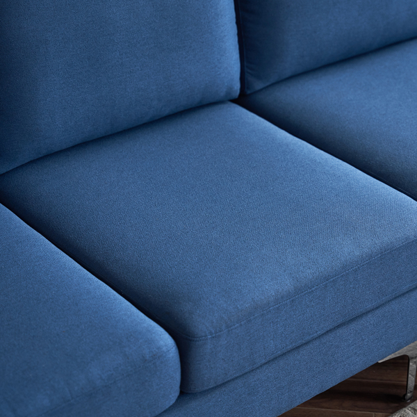  280 *140 *86cm L-Shaped Glossy With Iron Legs 4-Seater Indoor Modular Sofa Blue