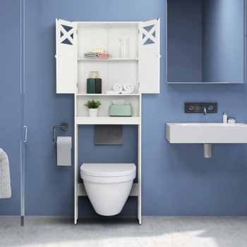  Double Door Fork Toilet Cabinet White