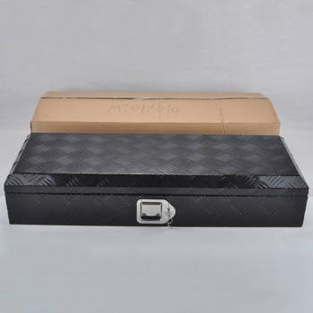 MT018010 Aluminum  Tool Box Black, x 34.5”* 12.75”* 6.4”, five stripes, single lock, single spring