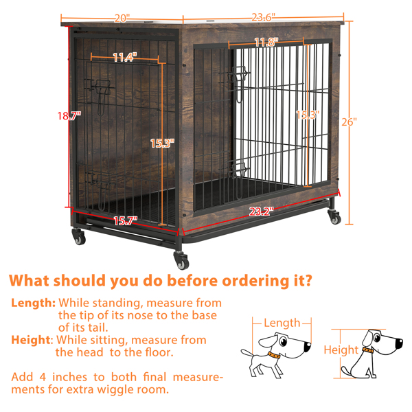  23 Inch Brown Heavy-Duty Dog Crate Furniture