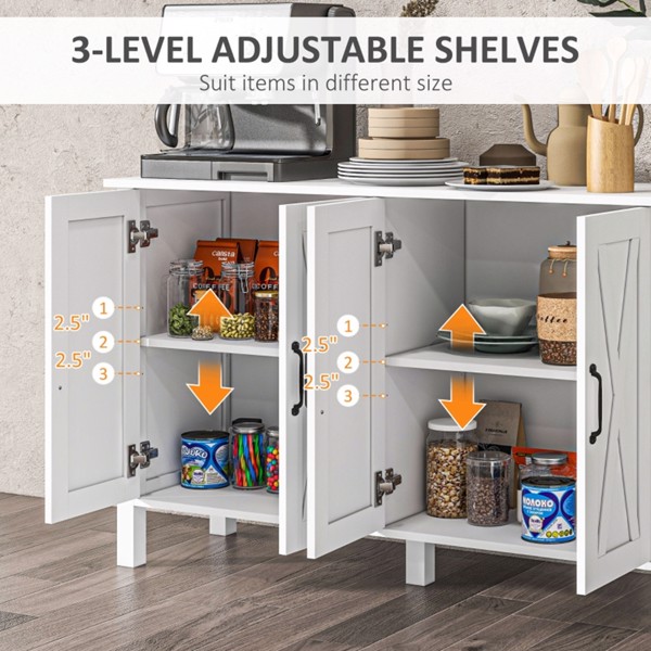 Kitchen Buffet Cabinet White (Swiship-Ship)（Prohibited by WalMart）