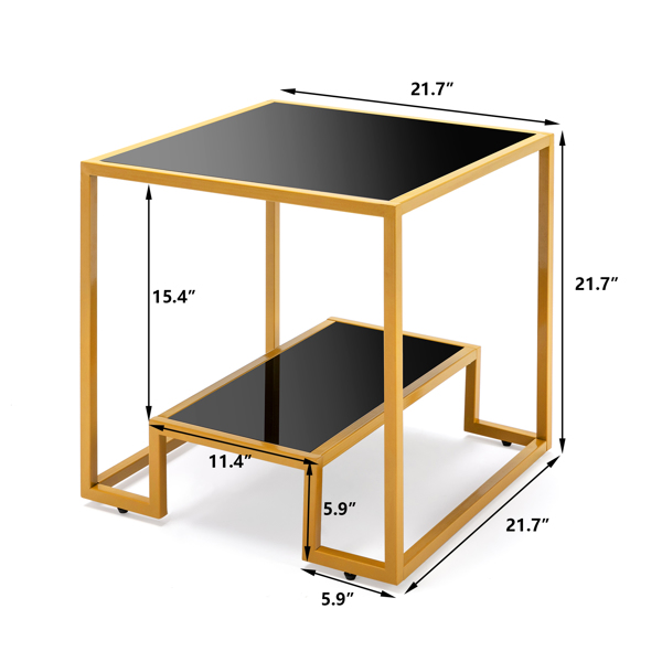 Modern Metal Glass Coffee Table Side End Table Shelf Living RoomOffice Furniture