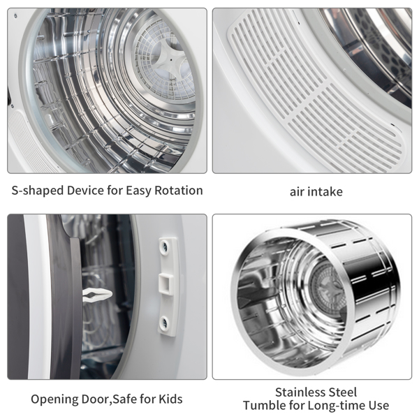 ZOKOP GDZ60-618E Upgraded LCD Screen   Ultraviolet Sterilization Household Dryer 6kg Drum Dryer   2 Pieces Of Filter Cotton-White