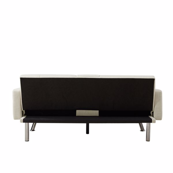Multi-functional linen sofa bed-Beige